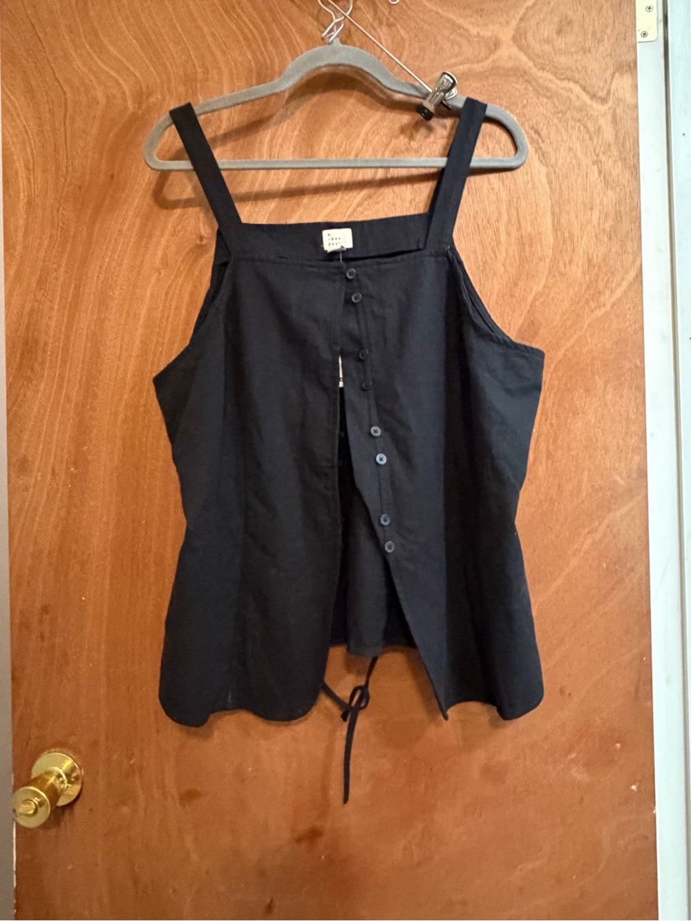 Sleeveless Button-Front Black Tank Top Women’s Linen NWT size Xl
